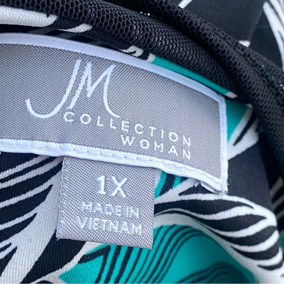 JM Collection Geo Statement Asymmetrical Plus Size Top - Picture 15 of 16